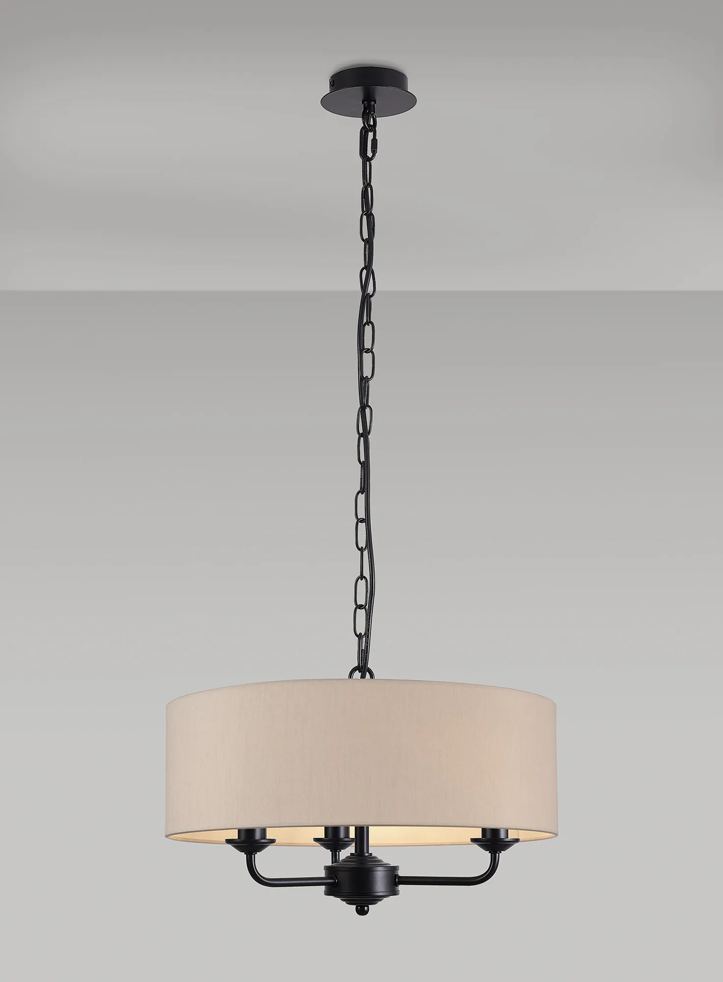 Banyan 45cm 3 Light Pendant Matt Black; Nude Beige/Moonlight DK1019  Deco Banyan MB NU